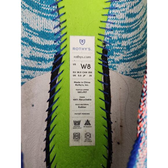 Rothys The Flat Women's Size 8 Turquoise Melange Round Toe Flat Slip On Shoes - Picture 6 of 8